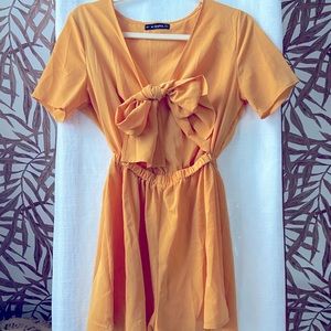 Zaful Yellow Mustard Flowy Romper Dress sz S/M